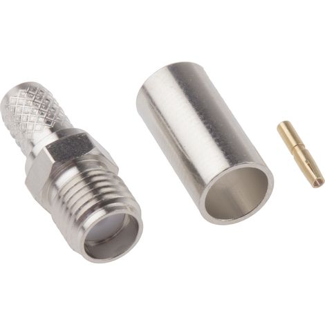 Connecteur coaxial RS PRO Femelle Droit, raccordement A sertir 50O Montage sur câble ( Prix pour 1 )