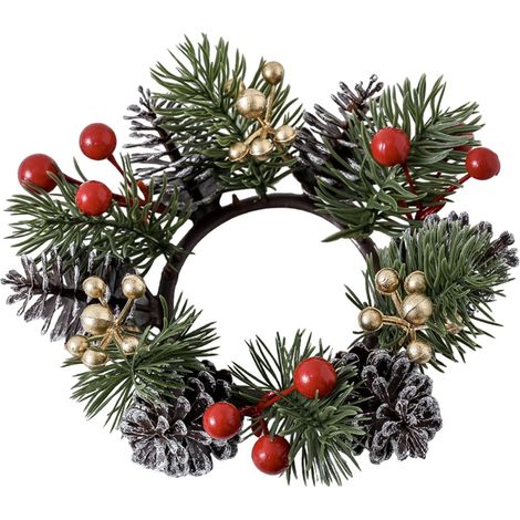 Guirlande De Baies Artificielles - Couronne Pour Bougie Pilier - Diamètre Extérieur 20 Cm Diamètre Intérieur 7 5 Cm - Décoration De Table De Noël Et Mariage - 1 Pièce (1/5)