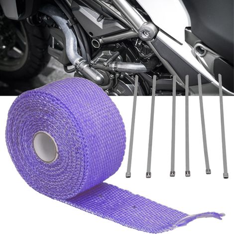 Feuille de bananier modifiée de 5 m, isolante thermiquement, avec tuyau d'évacuation, tissu isolant thermique, ruban en fibre de verre et 6 attaches de câble en acier (violettes). (1/5)