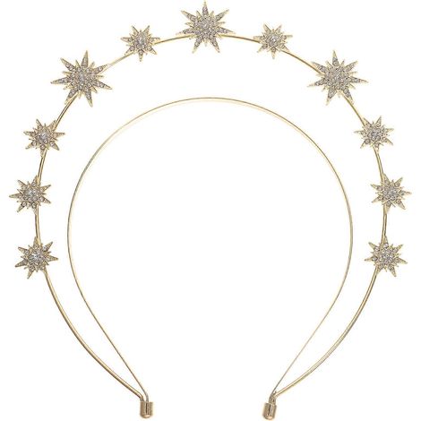 Accessoire de coiffure de mariée, coiffe de déesse romaine, bandeau orné d'étoiles dorées, accessoire de coiffure féerique pour cosplay-Golden (1/3)