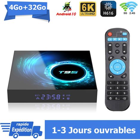 Boitier Android 10 TV BOX Double Wifi BT 5.0, 4G+32G H616 6K Support Netflix Google Store,2.4/5G Dual WiFi