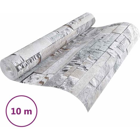 vidaXL Papel tapiz 3D de piedra Gris 10 x 0,53 m Tela no tejida (1/2)