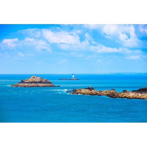 Tableau sur toile phare de Chausey 65x97 cm - Impression sur Toile Murale Décorative - Image imprimée en HD sur Toile - Toile sur Châssis en Bois FSC - Fabriqué en France (1/4)