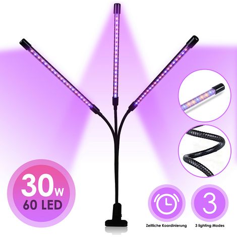Wolketon Pflanzenlampe, Vollspektrum-Gartenbaulampe, LED-Wachstumslampe, 10 dimmbare Stufen und 3 Timer-Modi (3/9/12h) für den Pflanzenanbau im Innenbereich 30W