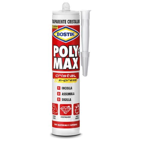 Cartouche Bostik 300 gr Mastic silicone Polymax Cristal Max pour pistolet