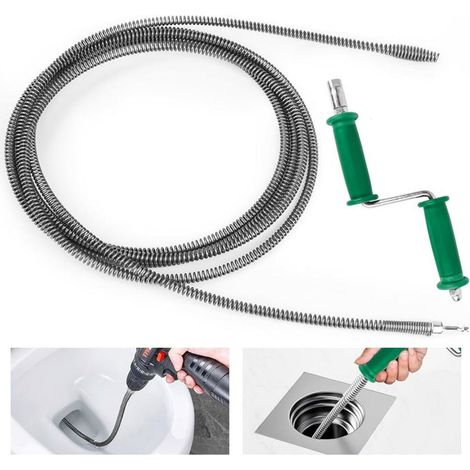 2 En 1 Furet Deboucheur Canalisation 3 M Furet Plomberie Diamètre 10 Mm Avec Poignée Et Adaptateurs De Forage, Spirale De Nettoyage (1/4)