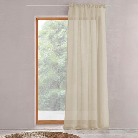 SACASA - Cortina fruncida visillo beige semitransparente 140x280cm VESKARA