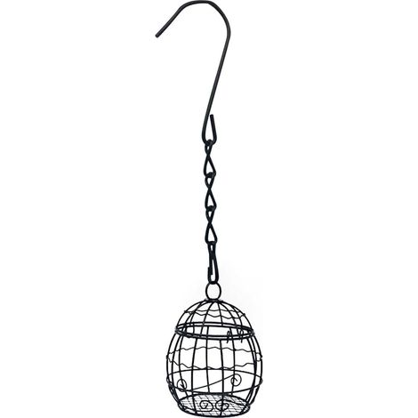 2,8 Zoll Talgball-Futterstation, Metall-Futterstation zum Aufhängen im Freien, Mini-Futterstation für den Außenbereich, Eisentalgball-Futterstation mit Haken für Garten, Hof, Terrasse, Dekoration, Sch (1/5)