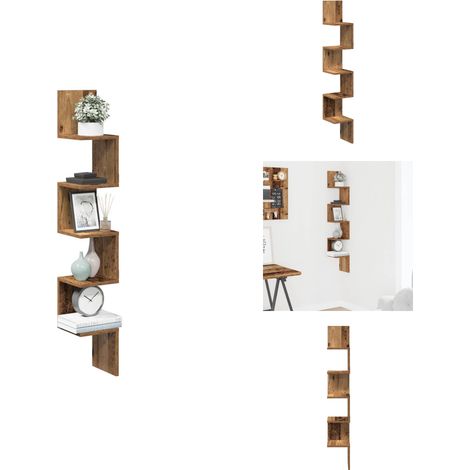 Étagère d'angle murale vieux bois 20x20x127,5 cm - Étagère D'angle Murale - Étagères D'angle Murales - Étagère Murale - Étagère D'angle (1/5)
