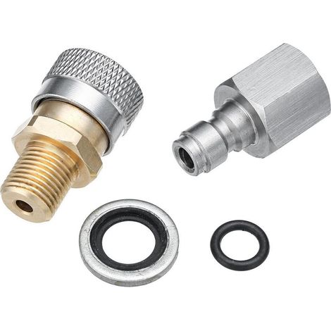Raccord rapide laiton doré 1/8 BSPP mâle + bouchon, connecteur femelle, kit étanche, filetage standard, usage hydraulique et pneumatique, 2 pièces. (1/5)