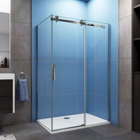 120x70x195cm Schiebetür 6mm NANO Duschwand Eckdusche Abtrennung Duschkabinen (1/5)