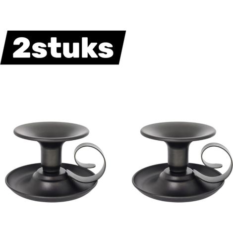 2 pièces bougeoirs en fer forgé bougeoir à main vintage petit bougeoir adapté pour halloween noël salle à manger décoration maison couleur noire (1/5)