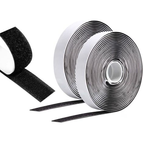 1 Satz (25 mm, 1 m) selbstklebendes Klettband, doppelseitiges, schwarzes Haken- und Schlaufenband, starkes selbstklebendes Haken- und Schlaufenband zum Nähen (1/5)