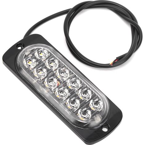 Feu stroboscopique LED 12V 12 diodes, lampe de signalisation d'urgence jaune pour voiture, moto, camion (1/5)