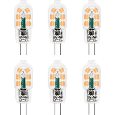 G4 LED Bulb 12V 2W Warm White 3000K, 200lm, Equivalent to G4 10W 20W Halogen Bulb, Non-Dimmable, Bi-pin G4 12V LED AC/DC for Chandeliers, Table Lamps, Pack of 6 [Energy Class F] (1/5)
