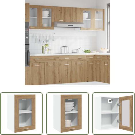 vidaXL Armoire murale bois -  Vitrine suspendue "Lyon" Chêne artisanal 40 x 31 x 60 cm Bois d'ingénierie (1/5)