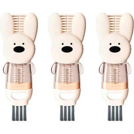 3 Pièces Brosse de Nettoyage Multifonction pour Couvercle de Biberon, Brosse Cannelée pour Tétine, Rose (1/5)