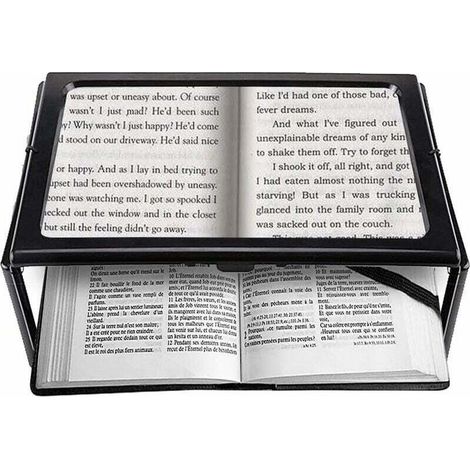 A4 Pleine Page Loupe de Lecture Loupe Sur Pied Rectangulaire Mains Libres avec 4 LED Lampe Lentille de Grossissement 3X pour Lire pour les Personnes âgées Les Aînés et Les Malvoyants de