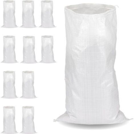 Flandria 10 Sacs à Gravats Polypropylène 55x95 cm, Résistant (55Kg) et Réutilisable, Pour Chantier, sable, terre, graviers, Déchets Verts