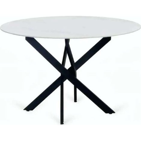 Mesa redonda Nesy-120 tapa ceránico efecto mármol y patas metálicas 75 cm(alto) 120cm(ancho) 120cm(largo)