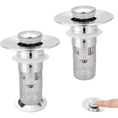 2pcs Évier Drain Tamis, Bouchon Pop-Up Attrape-Cheveux Panier (1/5)