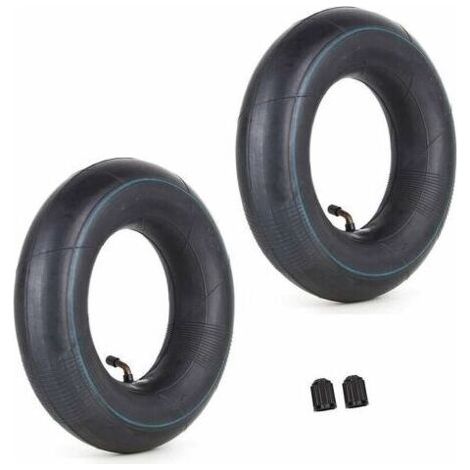 Lot de 2 Chambre à air 4,00/3,50-6 350/400-6 3.50-6 4.00-6 4.10-6 avec tige de valve coudée TR87 Remplacement pour camions à main Tondeuses à gazon Remorques de jardin Brouettes