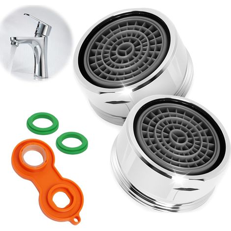 Aireador de grifo de latón de 2 piezas M24 - Compatible con grifos con rosca interna de 24 mm, filtro antical, aireador antisalpicaduras que ahorra agua con llave para filtro (1/5)