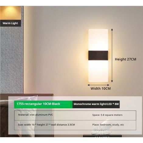 Applique da parete moderna da 6 W, 2 pezzi, applique da parete su e giù, lampada da parete a LED per corridoio, camera da letto, bianco caldo (1/3)