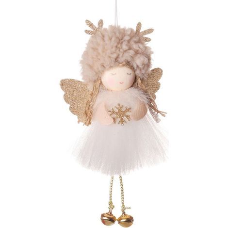 Ornements de pendentif d'arbre de Noël pendentifs d'ange de Noël, pendentif charmes d'arbre de Noël fête de Noël charmes d'arbre de Noël(chapeau de café, bois de cerf, jupe en gaze, ange) (1/5)