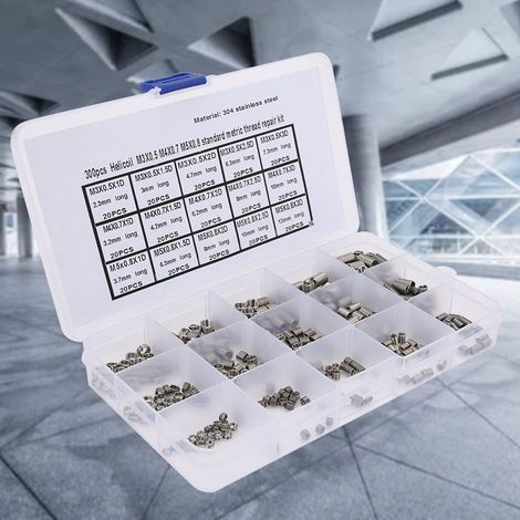 300 inserts filetés en acier inoxydable pour la réparation de filetages M3x0,5 M4x0,7 M5x0,8 (1/5)
