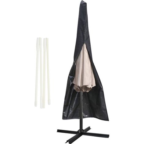 SWANEW Housse de parasol noir 190x41x32cm Imperméable extérieur pour 1-3M (1/5)