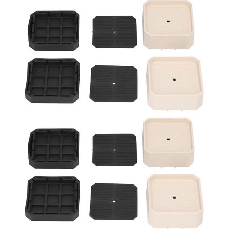 Ensemble de 8 rehausseurs de lit entièrement recouverts, antichoc et empilables, pour meubles, réfrigérateur, lave-linge, tables et chaises. (1/5)