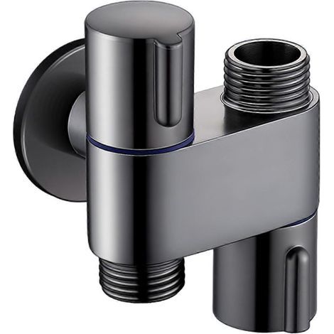 Robinets de toilette à double commande avec une entrée et deux sorties, robinets de machine à laver pour le nettoyage de la salle de bain Filetage à 4 points et 4 (1/5)