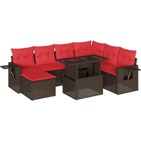 Maison Exclusive - Set Divani da Giardino 8 pz con Cuscini Marrone in Polyrattan (1/5)