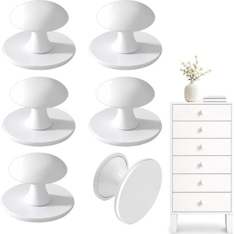 6 Pièces Autocollants Blancs Poignee sans PerçAge, 3.7x2.4cm (1/5)