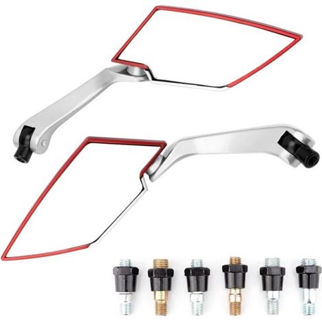 EBTOOLS 2pcs Poignée en Aluminium + Coque en ABS Motorcycle Modified Rearview Mirror Rear View Side Mirrors(Rouge) (1/5)