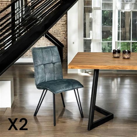 Chaise de salle à manger bleu pétrole avec pieds épingle (lot de 2) MALMOE (1/5)