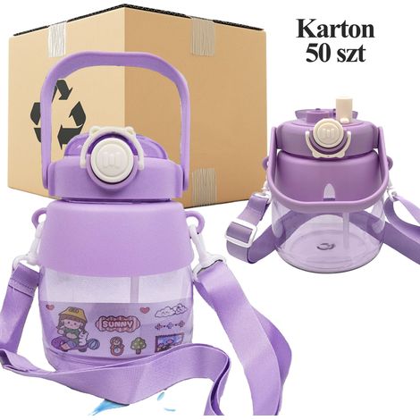 Bidon en plastique 1L pour enfants avec paille et dragonne