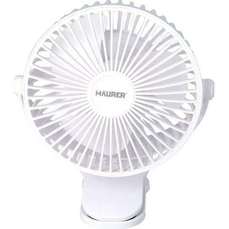 MAURER ventilador con clip sobremesa ø 15 cm. recargable , Ventilador Con Clip - Potencia: 4,5 Watt.- Diametro aspas: Ø 12 cm.- Medida base: 12,5x6 cm.- Ape (1/5)
