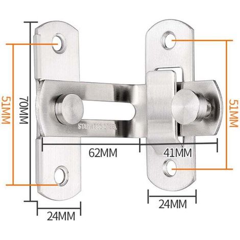 Moraillon Porte Acier Inoxydable Serrure Loquet Coulissante Angle Droit 90 Degrés Brossé
