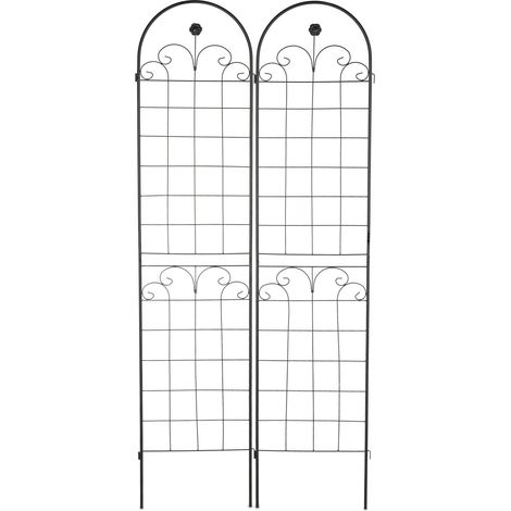 Lot de 2 tuteurs à tomates décoratifs jardin 220 cm avec soutien ergonomique en métal noir (1/5)