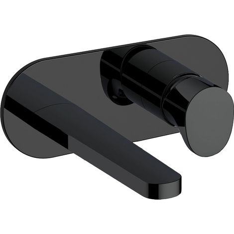 RAK Positano Wall Mounted Basin Mixer Tap with Back Plate - Matt Black (1/2)