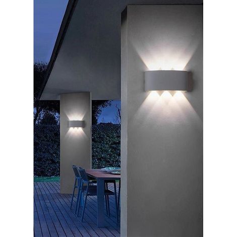 TrAdE Shop Traesio - Applique 16w Up&down Lampada Muro Grigio Esterno Ip65 Luce 4000k 3000k 6500k Es68 - -Bianco Naturale -