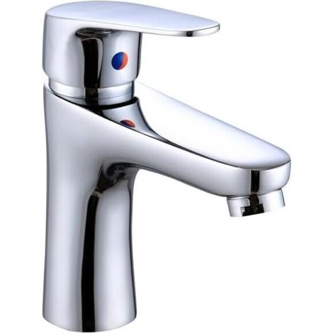 Robinet de lavabo en cuivre électro-galvanisé de style européen pour usage domestique, avec eau chaude et froide. (1/5)