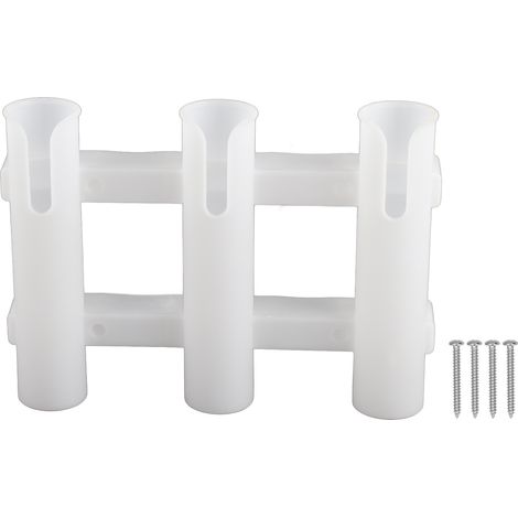 3-Rohr-Angelrutenhalter aus ABS, Angelzubehör für Süßwasser, Salzwasser, Kajak und Yacht, weiß