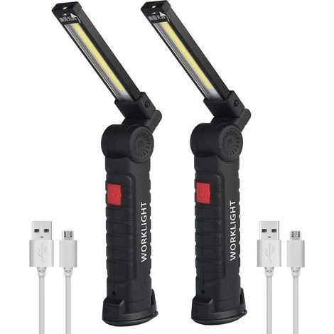 Lampe LED rechargeable lot de 2 magnétique 5 modes USB pliable (1/5)