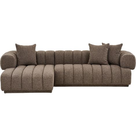 Ingrid canapé côté gauche incluant 3 coussins décoratifs bruns. (1/5)