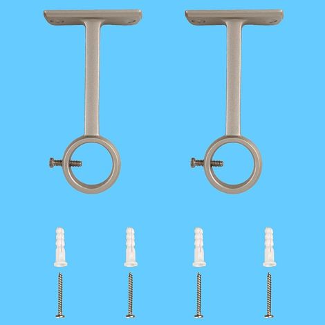 2 soportes para barra de cortina, fijación para barra de cortina, soporte para barra de cortina de pared y techo, plateado (1/5)