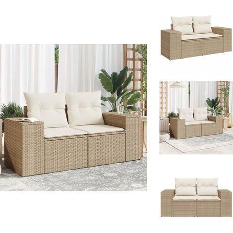 Canapé de jardin avec coussins 2 places beige résine tressée - Canapé De Jardin - Meuble De Jardin - Salon De Jardin - Résine Tressée - Rotin Synthétique (1/5)