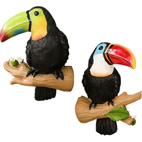2 Papageienstatuen für den Außenbereich realistische